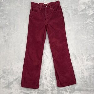 Levi's Corduroy Pants Womens 26 (Fits 26x26.5) Maroon Ribcage Crop Boot Burgundy